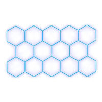 Escape6 Kompletní LED hexagonové svítidlo modré, rozměr 14 elementů 420 × 238 cm