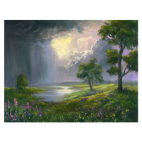 Ilustrace Summer rain, oil painting, Pobytov, 40x30 cm