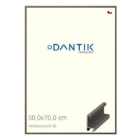 DANTIK rámeček 50 × 70, ALU profil 6035 Hnědý tmavý plexi čiré