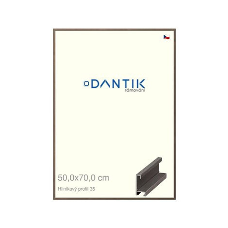 DANTIK rámeček 50 × 70, ALU profil 6035 Hnědý tmavý plexi čiré