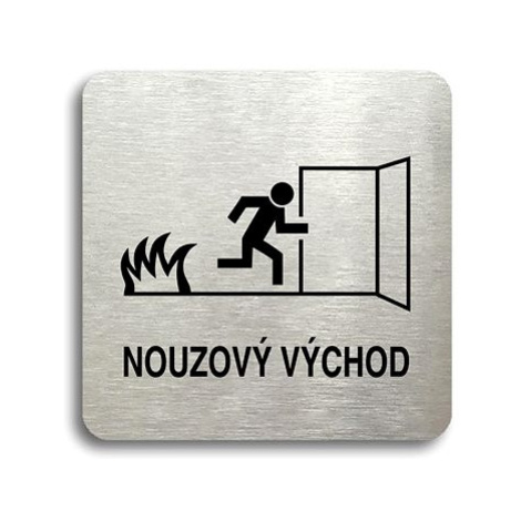 Accept Piktogram "nouzový východ III" (80 × 80 mm) (stříbrná tabulka - černý tisk bez rámečku)