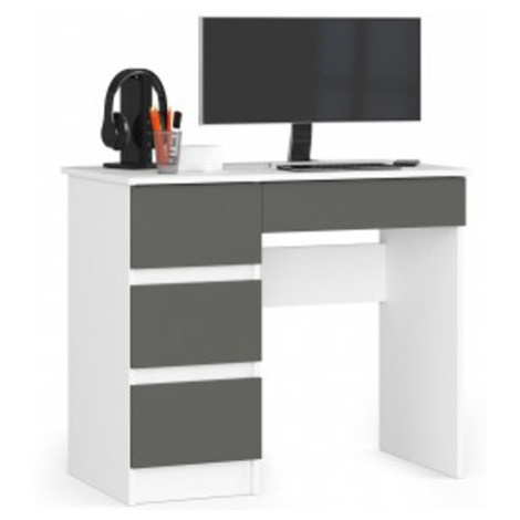 Počítačový stůl A-7 levá - bílá/grafit Akord