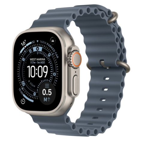 Apple Watch Ultra 3 (2025) 49mm Přírodní titan s ocelově modrým oceánským řemínkem
