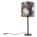 Romantická stolní lampa černá s květinovým odstínem 25 cm - Simplo