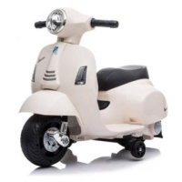 Elektrická motorka Vespa GTS, bílá, s pomocnými koly, Licencované, 6V Baterie, 30