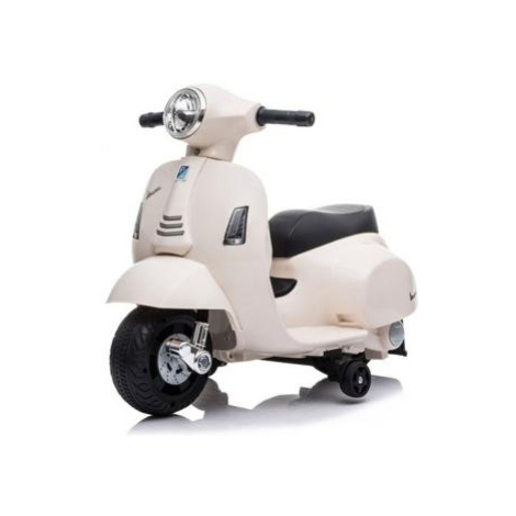 Elektrická motorka Vespa GTS, bílá, s pomocnými koly, Licencované, 6V Baterie, 30 Beneo