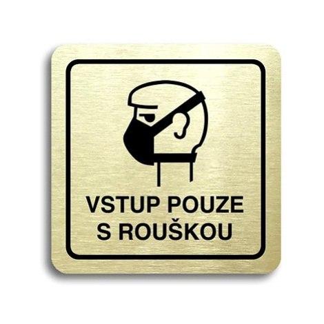 Accept Piktogram "vstup pouze s rouškou II" (80 × 80 mm) (zlatá tabulka - černý tisk)