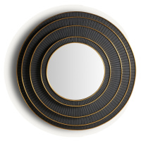 Estila Luxusní kulaté černo zlaté art deco nástěnné zrcadlo Thamar s vyřezávaným čtyřvrstvým rám