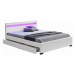 Manželská postel 160x200 cm s úložným prostorem, roštem a LED osvětlením bílá ekokůže TK3016
