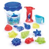 Kbelík set Delfín Bucket Dolphin Écoiffier 21 cm výška průsvitný s 12 doplňky od 18 měsíců