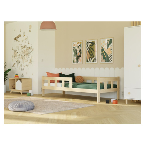 Benlemi Dřevěná jednolůžková postel FENCE 4v1 se zábranou Zvolte barvu: Nelakovaná, Zvolte rozmě