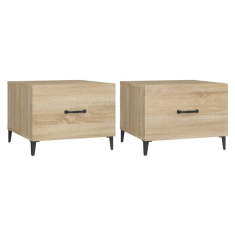 vidaXL Konferenční stolky kovové nohy 2 ks dub sonoma 50 x 50 x 40 cm