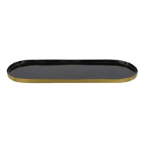 Talíř,tác oválný kovový černozlatý 34,5cm