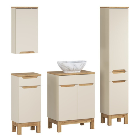 Comad Koupelnová sestava Bali Casad Pati s deskou, umyvadlem a skříňkami 60 cm kašmírová/dub wot