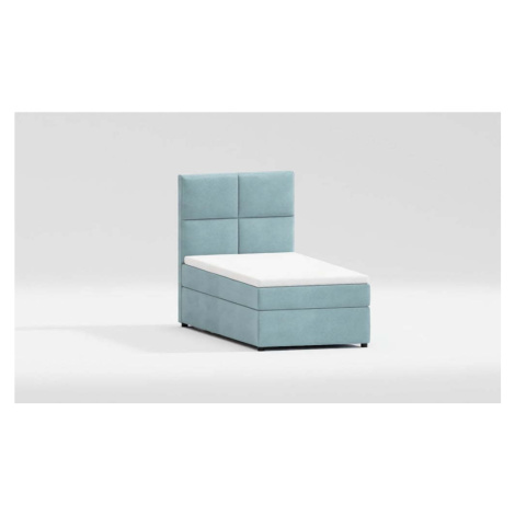 Světle modrá čalouněná jednolůžková postel s úložným prostorem s roštem 80x200 cm Lena – Ropez