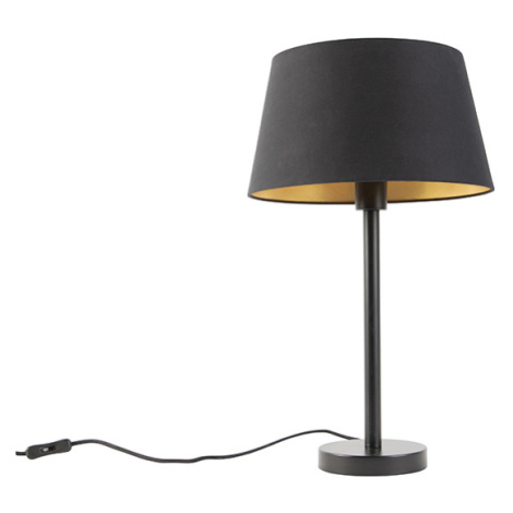 Klasická stolní lampa černá s černým odstínem 32 cm - Simplo QAZQA