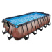 Bazén s krytem a pískovou filtrací Wood pool Exit Toys ocelová konstrukce 540*250*122 cm hnědý o