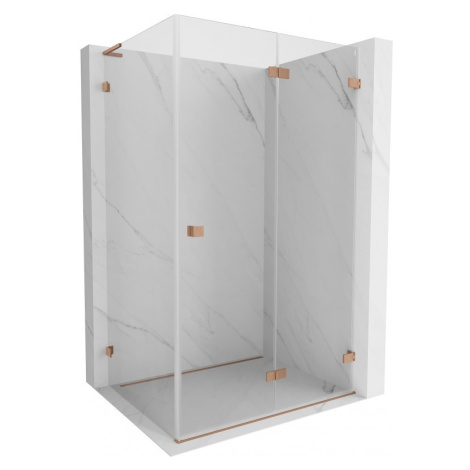 MEXEN/S Lunar-F L sprchový kout skládací dveře pravá 100 x 90, transparent, měď kartáčovaná 836L