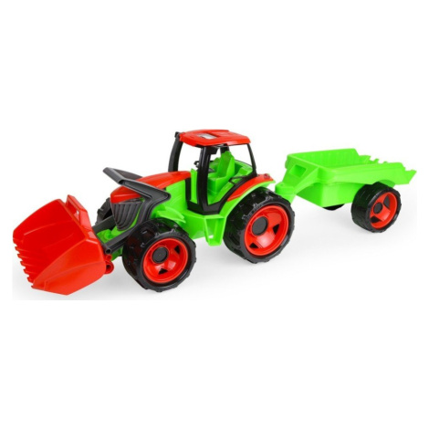 Traktor se lžící Giga Trucks s vlekem plast 62cm v krabici 72x40x28cm - Lena