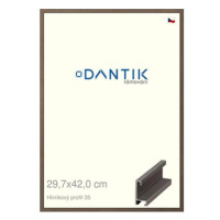 DANTIK rámeček 29,7 × 42, ALU profil 6035 Hnědý tmavý plexi čiré