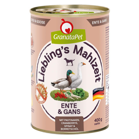 GranataPet Liebling‘s Mahlzeit s kachnou a husou 12 × 400 g