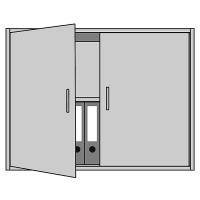 eurokraft pro STATUS - Nástavná skříň, 1 police, otočné dveře, světle šedá