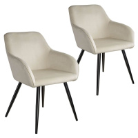tectake 404026 2x židle marilyn sametový vzhled černá - krémová/černá - krémová/černá