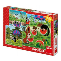 Dino Puzzle Krtek a paraplíčko 18x18cm 3x55 dílků v krabici 27x19x3,5cm