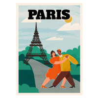 Ilustrace Paris A4 retro style poster., Ekaterina Grigoreva, (30 x 40 cm)