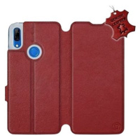 Flip pouzdro na mobil Huawei P Smart Z - Tmavě červené - kožené - Dark Red Leather