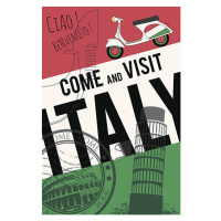 Ilustrace vector italy travel invitation poster, mysondanube, (26.7 x 40 cm)