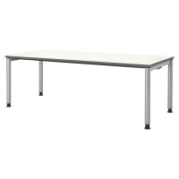 mauser Obdélníkový stůl s nohami z kruhové trubky, v x š 680 - 760 x 2000 mm, deska bílá, podsta