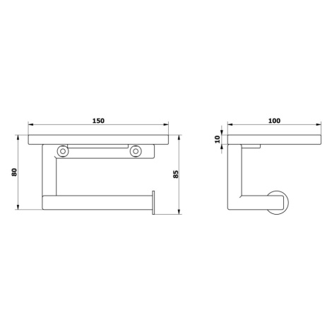 SAPHO SKA držák toaletního papíru s poličkou, černá mat/dub SKA421