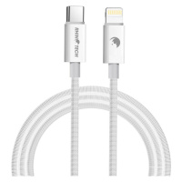 RhinoTech kabel s nylonovým opletem USB-C na Lightning 27W, 1 m bílý