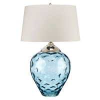 Quintiesse Stolní lampa Samara, Ø 51 cm, modrá, látka, sklo, 2 světla
