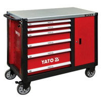 YATO Skříňka dílenská pojízdná 6 zásuvek +zavírací skříň červená