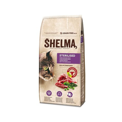 Shelma bezobilné granule s čerstvým hovězím pro sterilizované kočky 8 kg