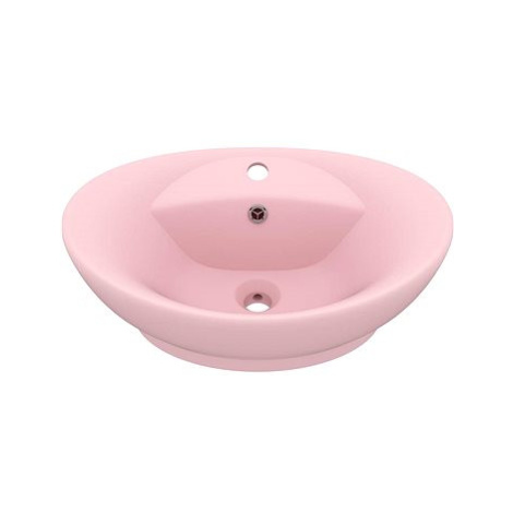 SHUMEE Luxusní oválné keramické umyvadlo s přepadem 58,5 × 39 cm matné růžové