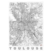 Mapa Toulouse, Hubert Roguski, (30 x 40 cm)