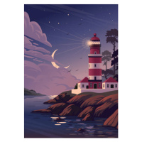 Ilustrace Lighthouse - vector landscape. Sea landscape, mspoint, 30 × 40 cm