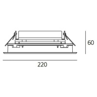 Artemide Ego Flat 220 downlight čtverec 38d 3000K hliník IK10 T42008WFLW00