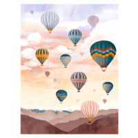 Ilustrace Airballoon Sky, Goed Blauw, (30 x 40 cm)