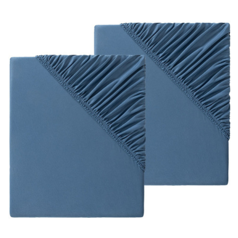 Sada žerzejových napínacích prostěradel, 140-160 x 200 cm, 2dílná, modrá Livarno