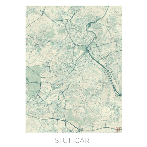 Mapa Stuttgard, Hubert Roguski, (30 x 40 cm)