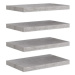 Shumee plovoucí nástěnné 4 ks betonově šedé 50×23×3,8 cm MDF, 326596