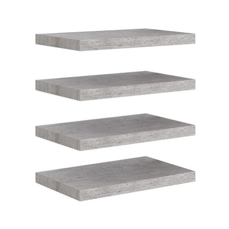 Shumee plovoucí nástěnné 4 ks betonově šedé 50×23×3,8 cm MDF, 326596
