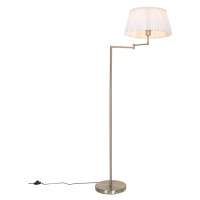 Ocelová stojací lampa s bílým skládaným stínidlem a nastavitelným ramenem - Ladas Deluxe