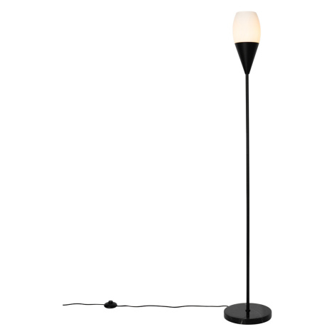 Moderní stojací lampa černá s opálovým sklem - Drop QAZQA