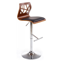 Barová židle FORA – ořech, ekokůže, černá