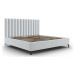 Světle šedá čalouněná dvoulůžková postel s úložným prostorem s roštem 200x200 cm Casey – Mazzini